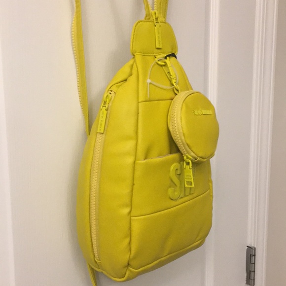Steve Madden Yellow Puffy Leather Sling Backpack - Picture 5 of 17